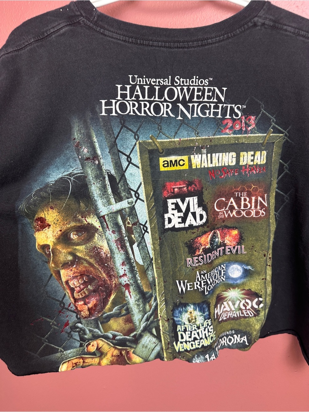 Universal Studios Halloween Horror Nights 2013 Cut Off Cropped T-Shirt XL Movies - Picture 5 of 8